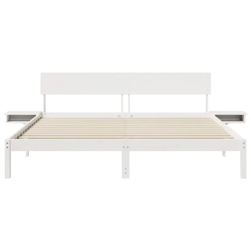 Lovos rėmas Balta 200 x 200 cm Kietos pušies mediena