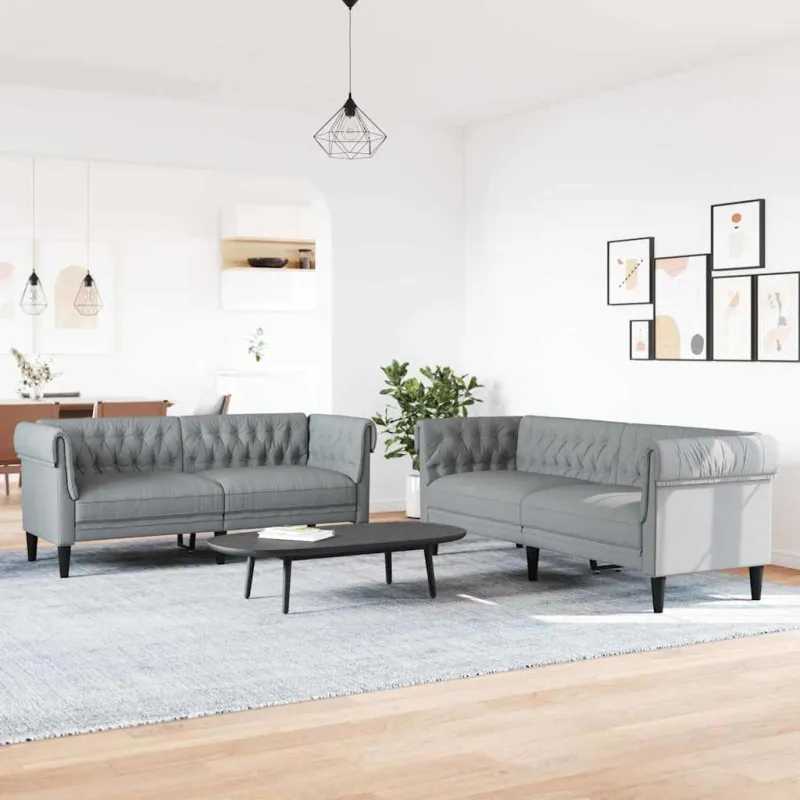 Svetainės sofa 2 pcs Šviesiai pilka 201,5 x 74,5 x 74,5 cm