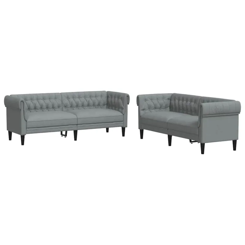 Svetainės sofa 2 pcs Šviesiai pilka 201,5 x 74,5 x 74,5 cm