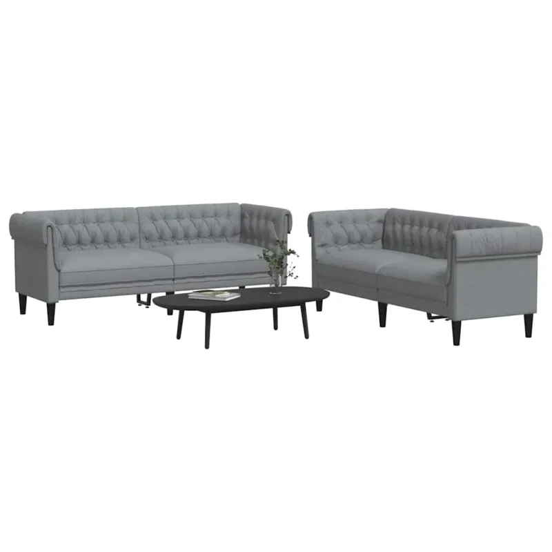 Svetainės sofa 2 pcs Šviesiai pilka 201,5 x 74,5 x 74,5 cm