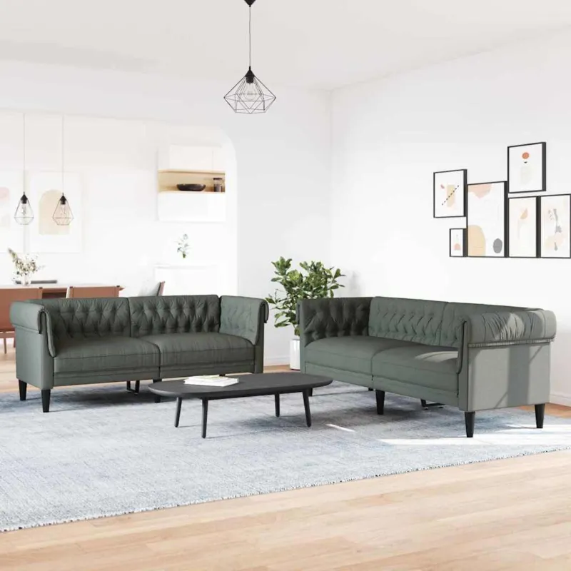Svetainės sofa 2 pcs Tamsiai pilka 201,5 x 74,5 x 74,5 cm