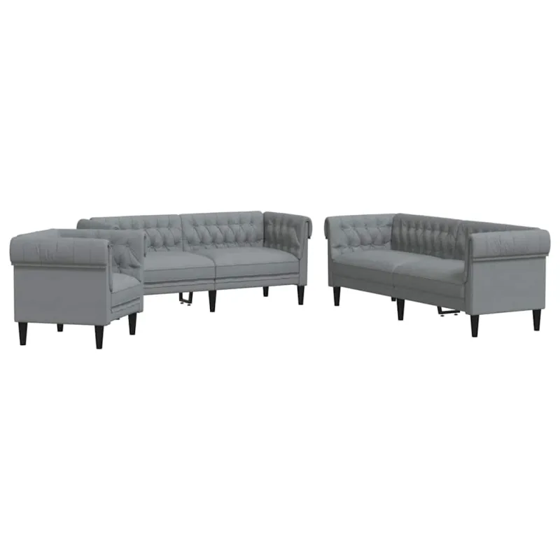 Svetainės sofa 3 pcs Šviesiai pilka 201,5 x 74,5 x 74,5 cm