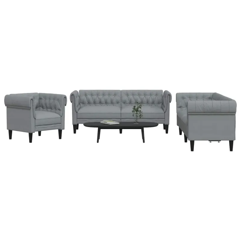 Svetainės sofa 3 pcs Šviesiai pilka 201,5 x 74,5 x 74,5 cm