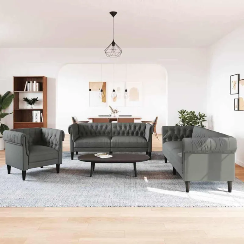 Svetainės sofa 3 pcs Tamsiai pilka 201,5 x 74,5 x 74,5 cm