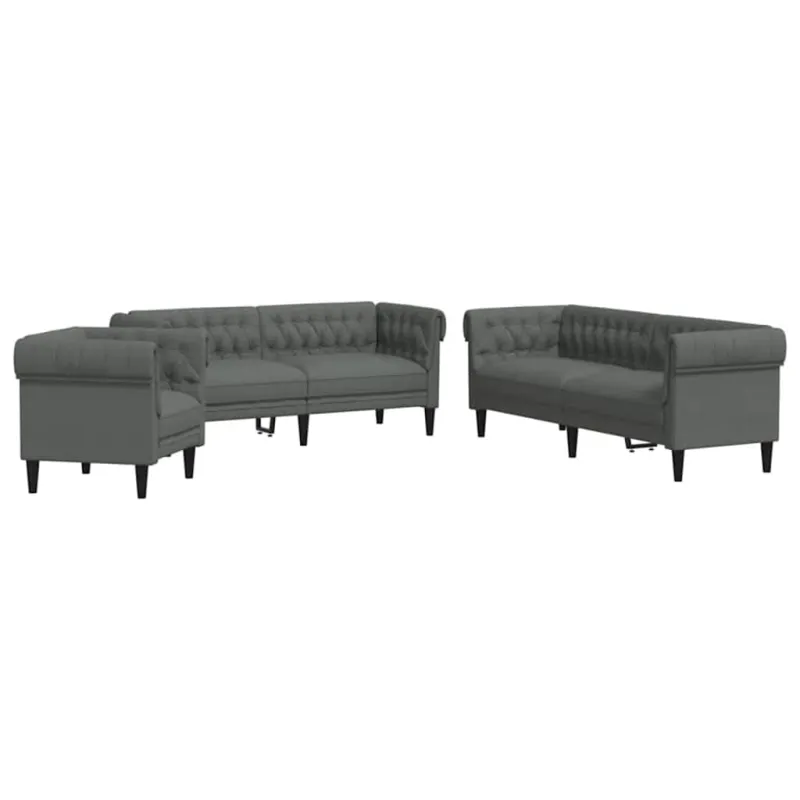 Svetainės sofa 3 pcs Tamsiai pilka 201,5 x 74,5 x 74,5 cm