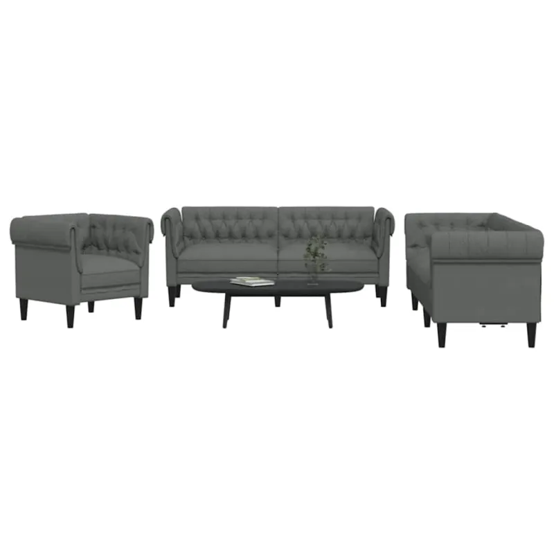 Svetainės sofa 3 pcs Tamsiai pilka 201,5 x 74,5 x 74,5 cm