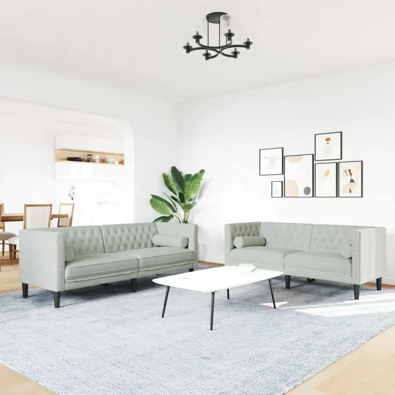 Svetainės sofa 2 pcs Šviesiai pilka 194 x 74,5 x 70,5 cm