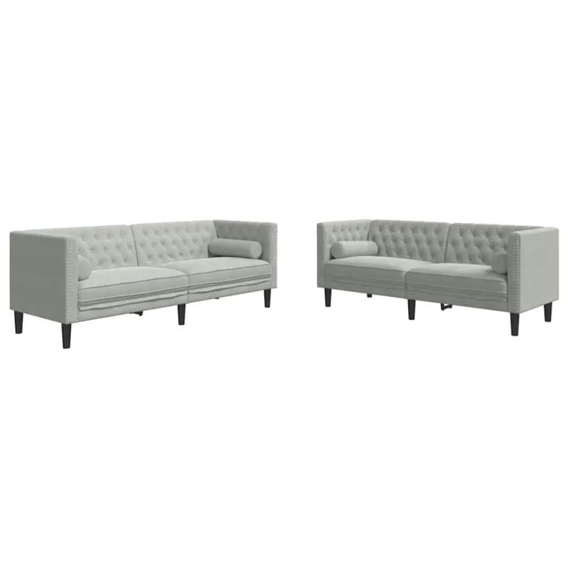 Svetainės sofa 2 pcs Šviesiai pilka 194 x 74,5 x 70,5 cm