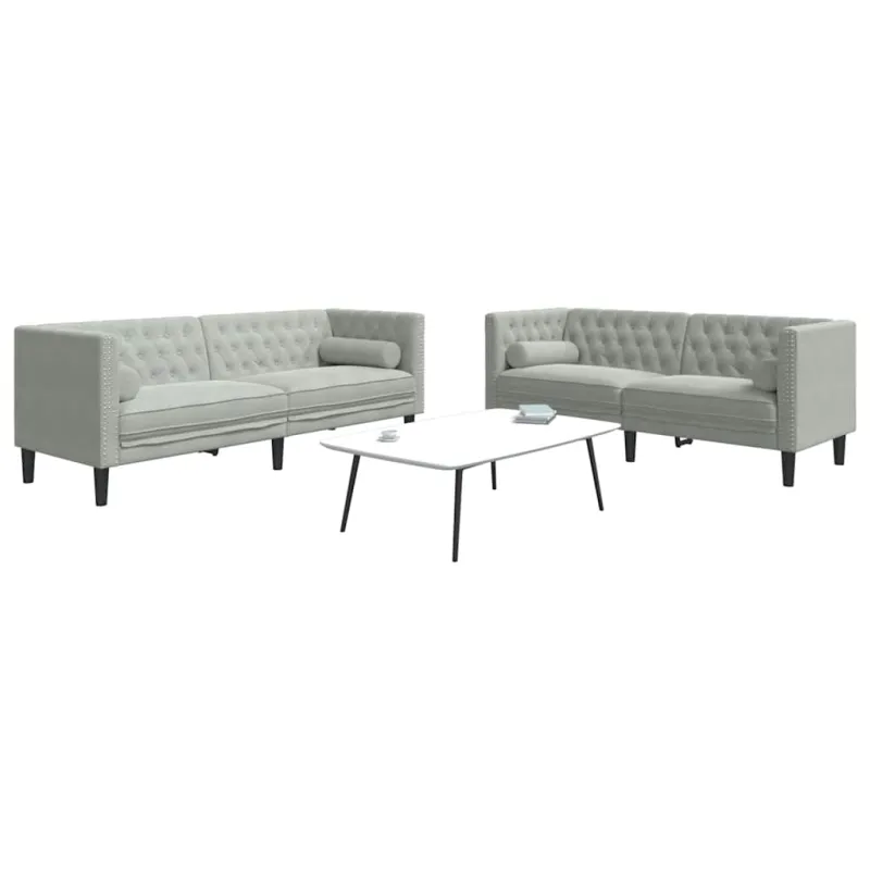 Svetainės sofa 2 pcs Šviesiai pilka 194 x 74,5 x 70,5 cm