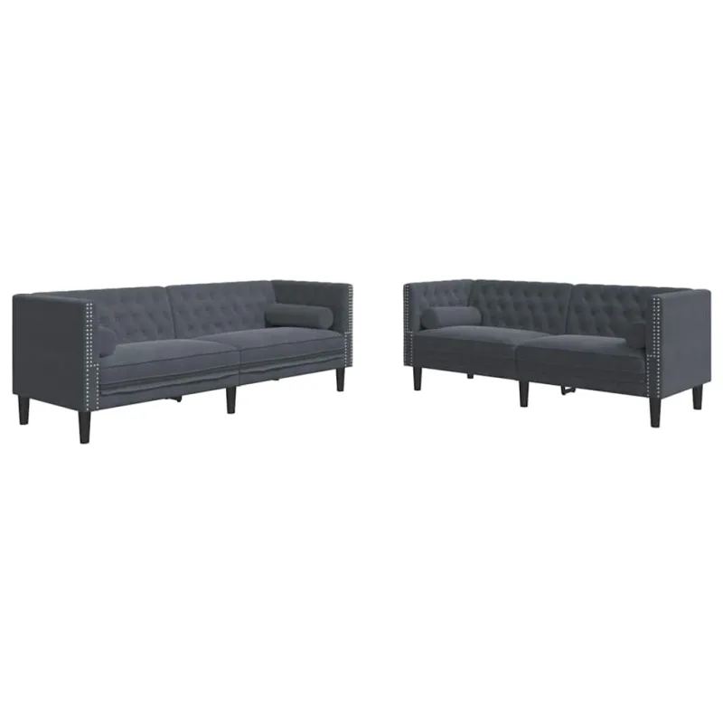 Svetainės sofa 2 pcs Tamsiai pilka 194 x 74,5 x 70,5 cm Aksomas