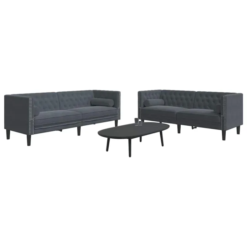 Svetainės sofa 2 pcs Tamsiai pilka 194 x 74,5 x 70,5 cm Aksomas