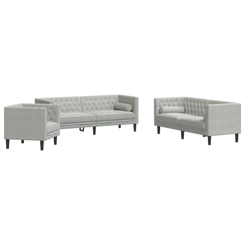 Svetainės sofa 3 pcs Šviesiai pilka 194 x 74,5 x 70,5 cm