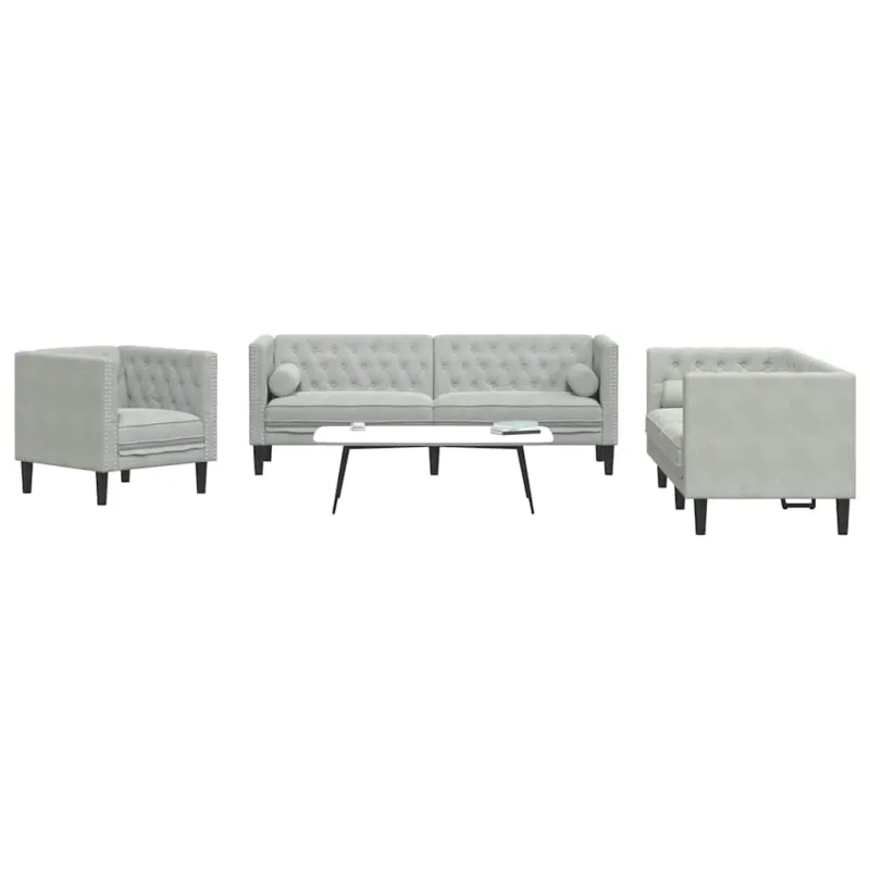 Svetainės sofa 3 pcs Šviesiai pilka 194 x 74,5 x 70,5 cm