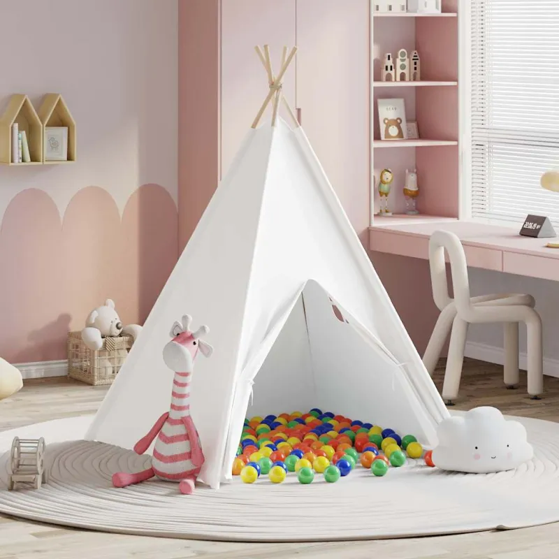 Teepee palapinė Balta 120 x 120 x 150 cm Audinys ir plastikas