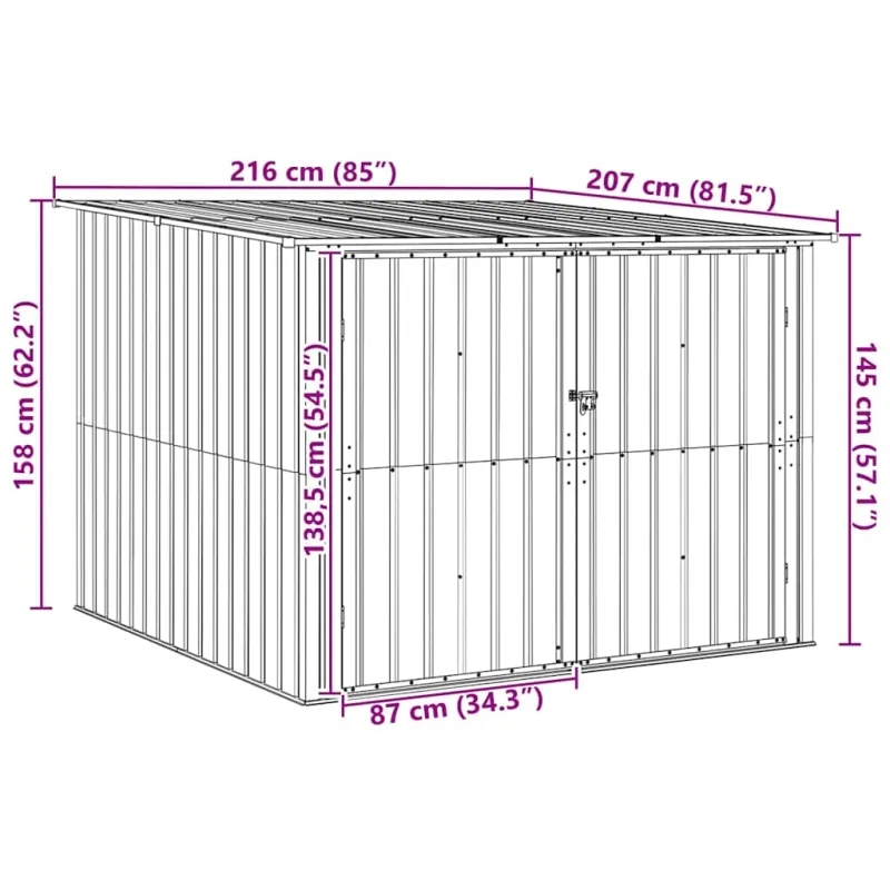 Dviračių Sandėlis 3 pcs Ruda 216 x 207 x 158 cm Metalas