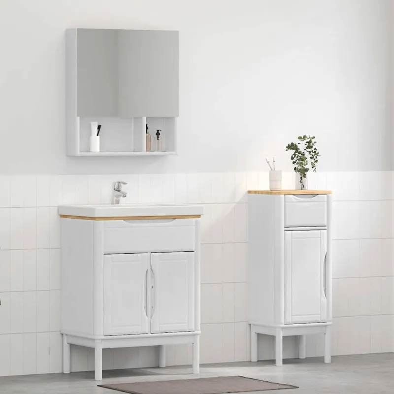 Vonios baldų rinkinys FLORO 2 pcs Balta Kietas pušies medis