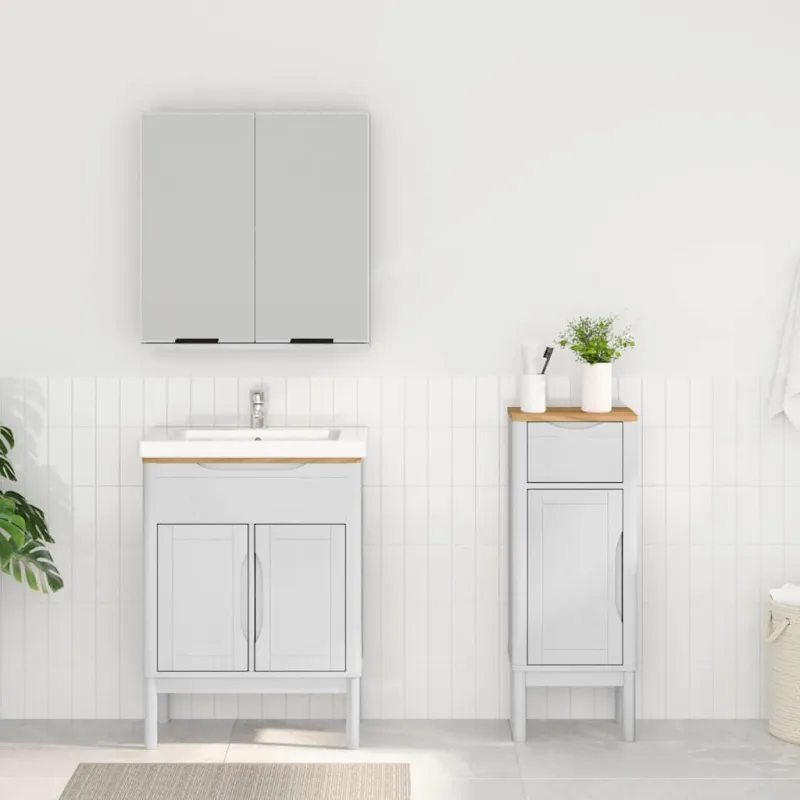 Vonios baldų rinkinys FLORO 2 pcs Balta Kietas pušies medis