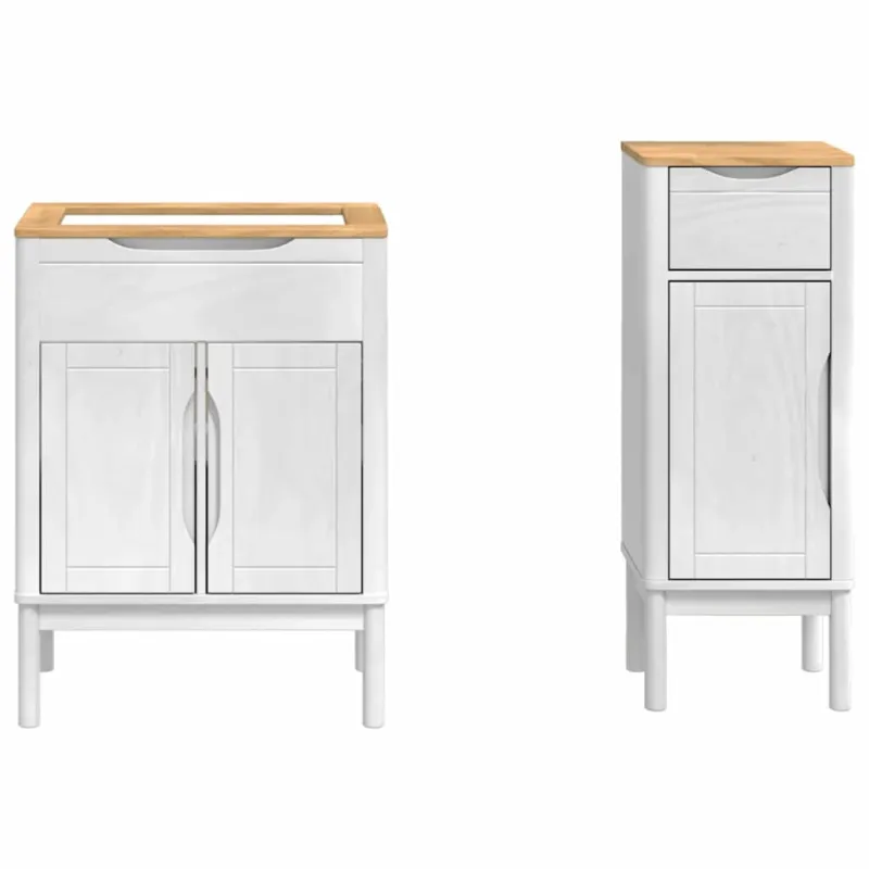 Vonios baldų rinkinys FLORO 2 pcs Balta Kietas pušies medis