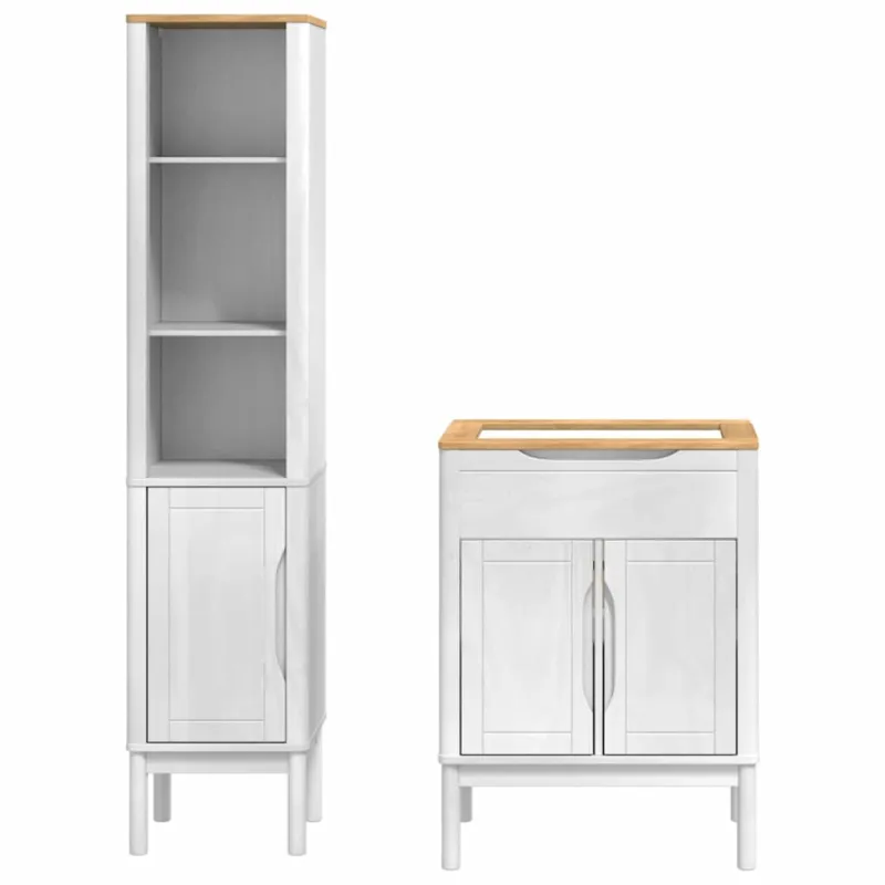 Vonios baldų rinkinys FLORO 2 pcs Balta Kietas pušies medis