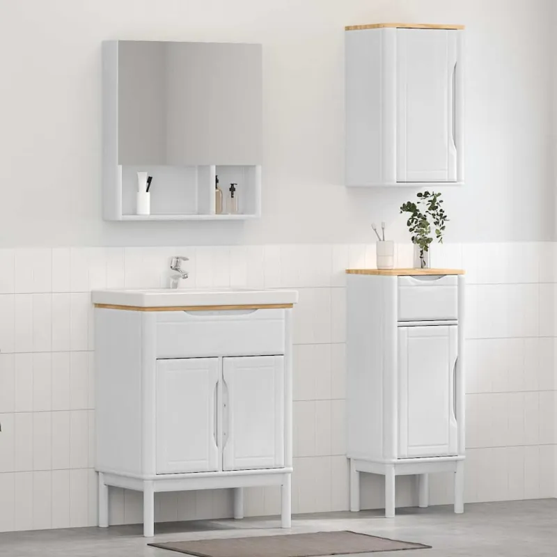Vonios baldų rinkinys FLORO 3 pcs Balta Kietas pušies medis