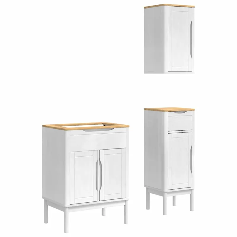Vonios baldų rinkinys FLORO 3 pcs Balta Kietas pušies medis
