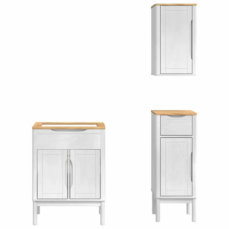 Vonios baldų rinkinys FLORO 3 pcs Balta Kietas pušies medis