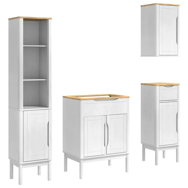 Vonios baldų rinkinys FLORO 4 pcs Balta Kietas pušies medis
