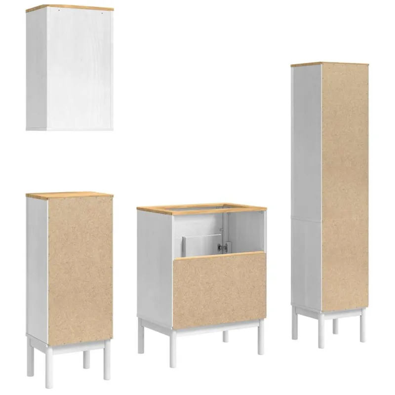 Vonios baldų rinkinys FLORO 4 pcs Balta Kietas pušies medis
