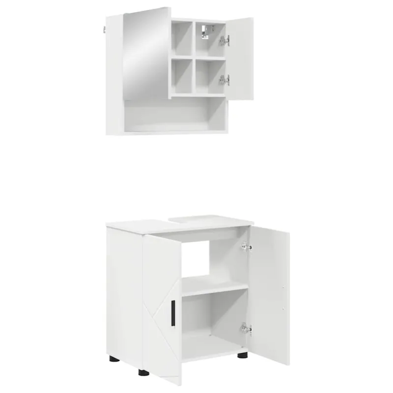 Vonios baldų rinkinys 2 pcs Balta Apdirbta mediena & metalas