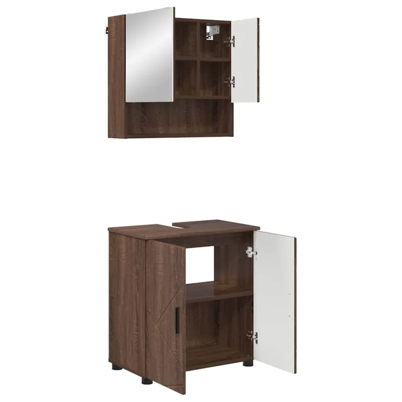 Vonios baldų rinkinys su saugykla 2 pcs Rudas ąžuolas