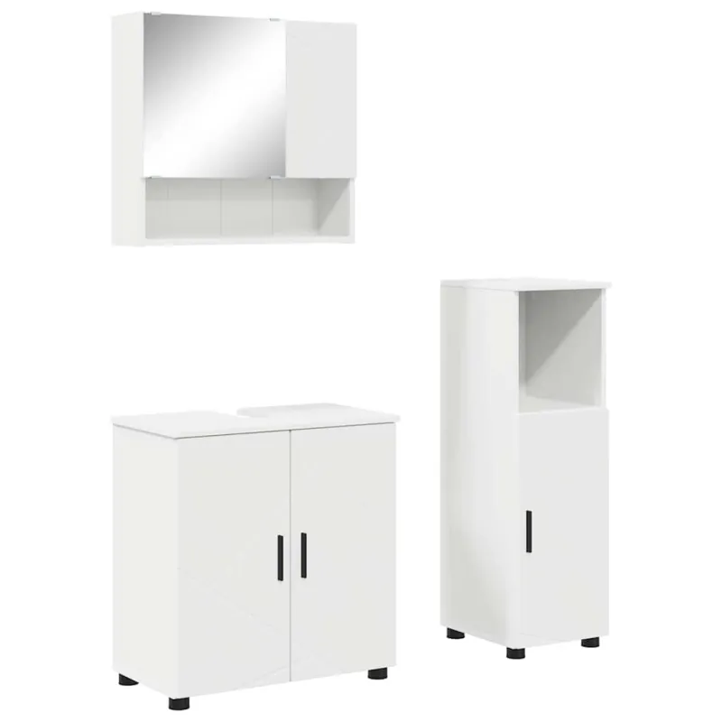 Vonios baldų rinkinys 3 pcs Balta Apdirbta mediena & metalas