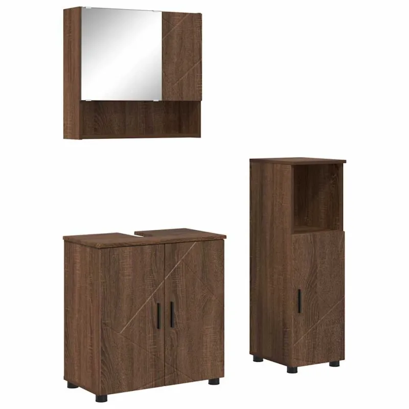 Vonios baldų rinkinys su saugykla 3 pcs Rudas ąžuolas