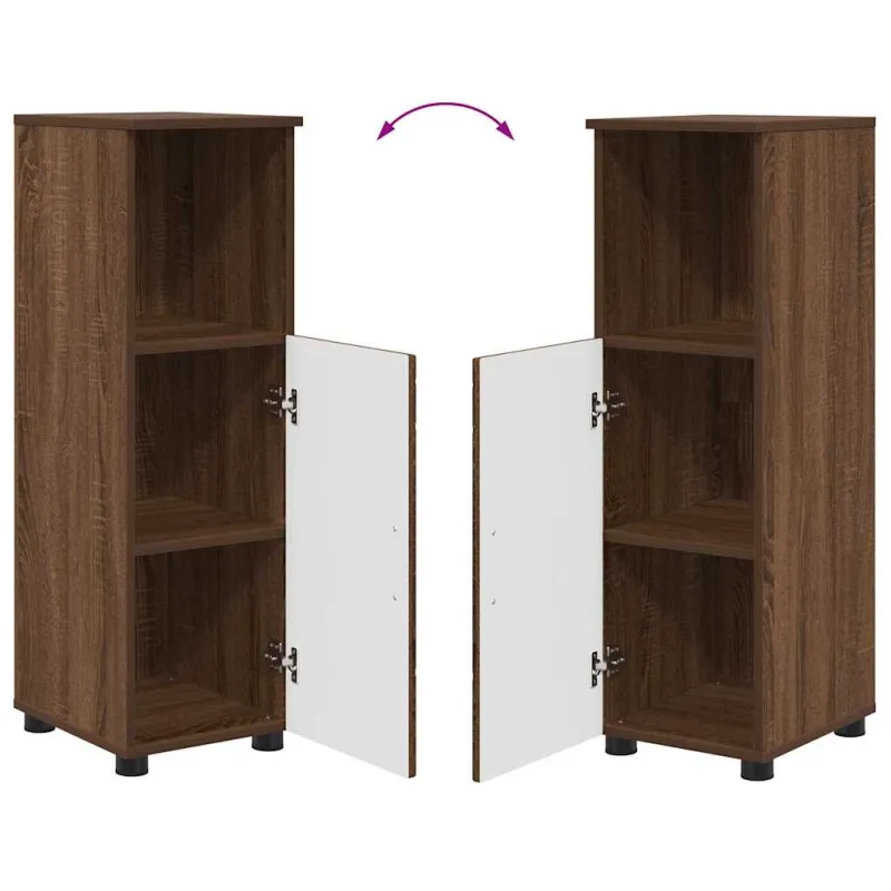 Vonios baldų rinkinys su saugykla 3 pcs Rudas ąžuolas