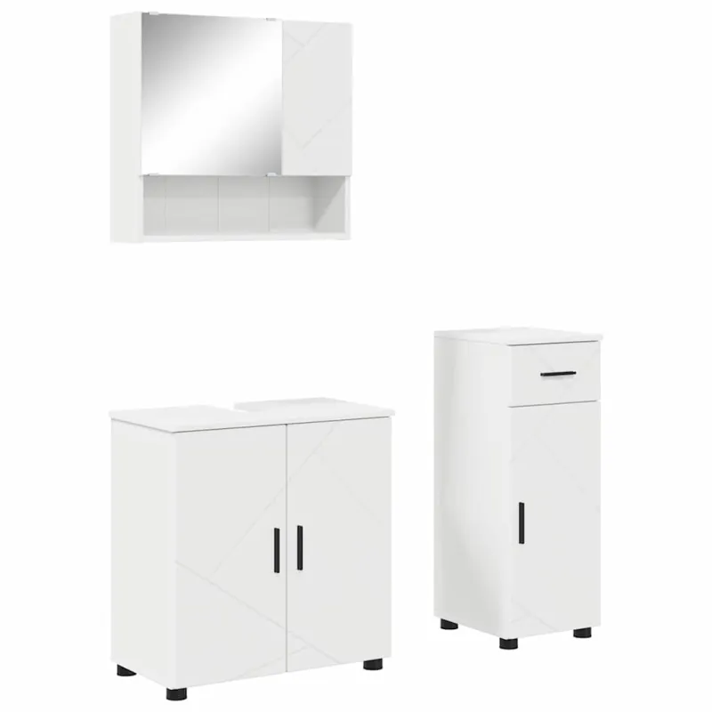 Vonios baldų rinkinys 3 pcs Balta Apdirbta mediena & metalas