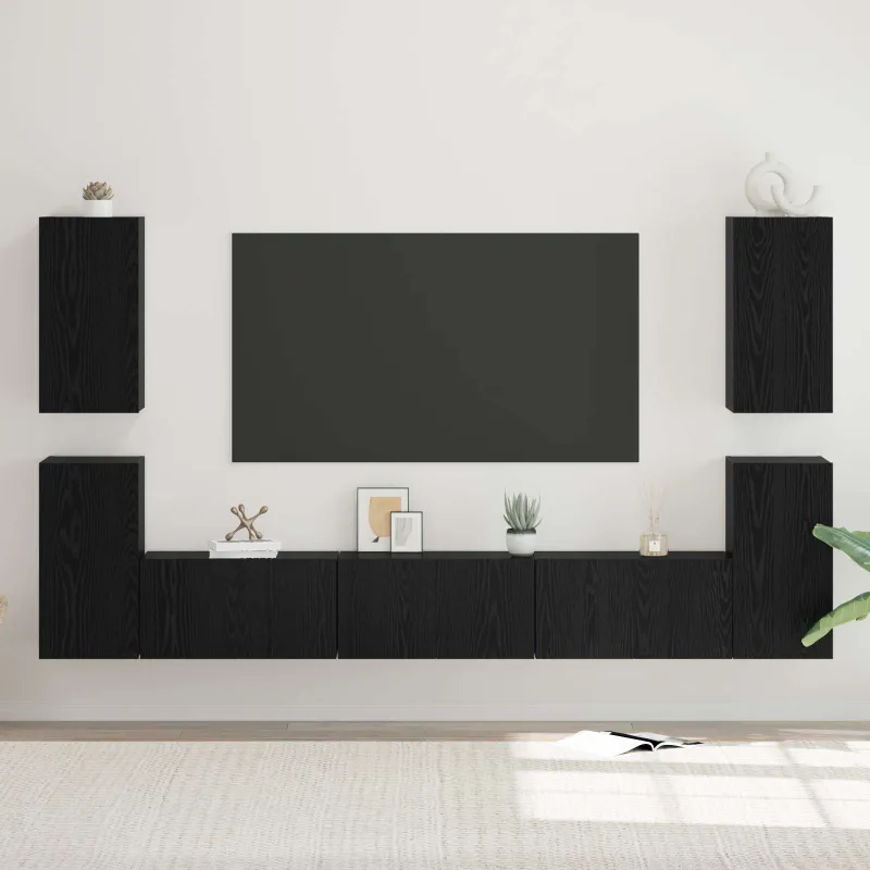 TV spintelių komplektas Juodas ąžuolas Apdirbta mediena