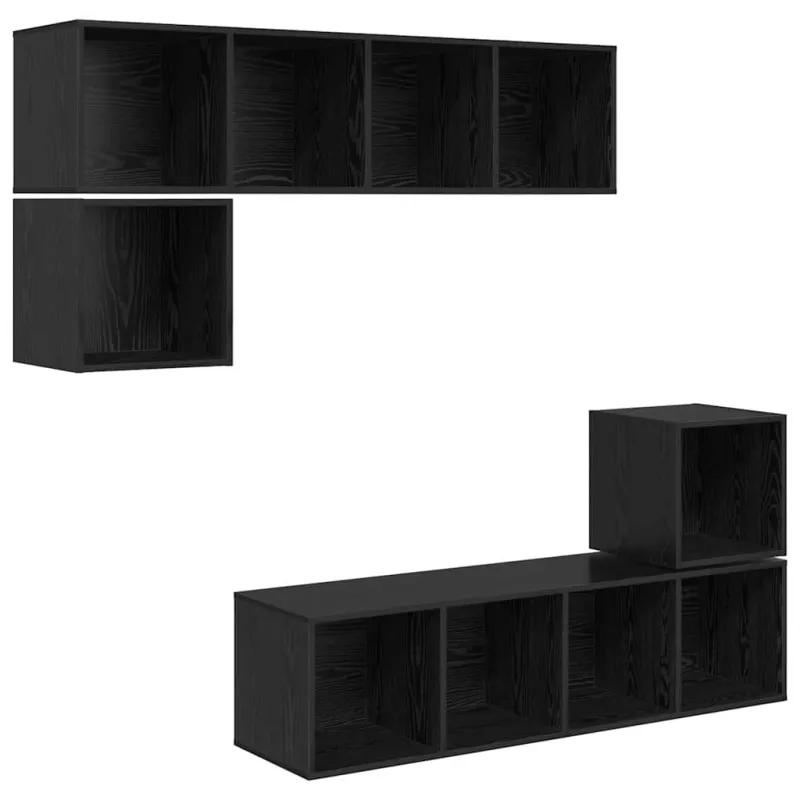 TV spintelių komplektas 4 pcs Juodas ąžuolas Apdirbta mediena