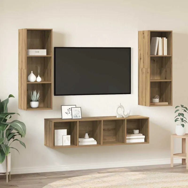 TV spintelių komplektas 3 pcs Amatininkų ąžuolas