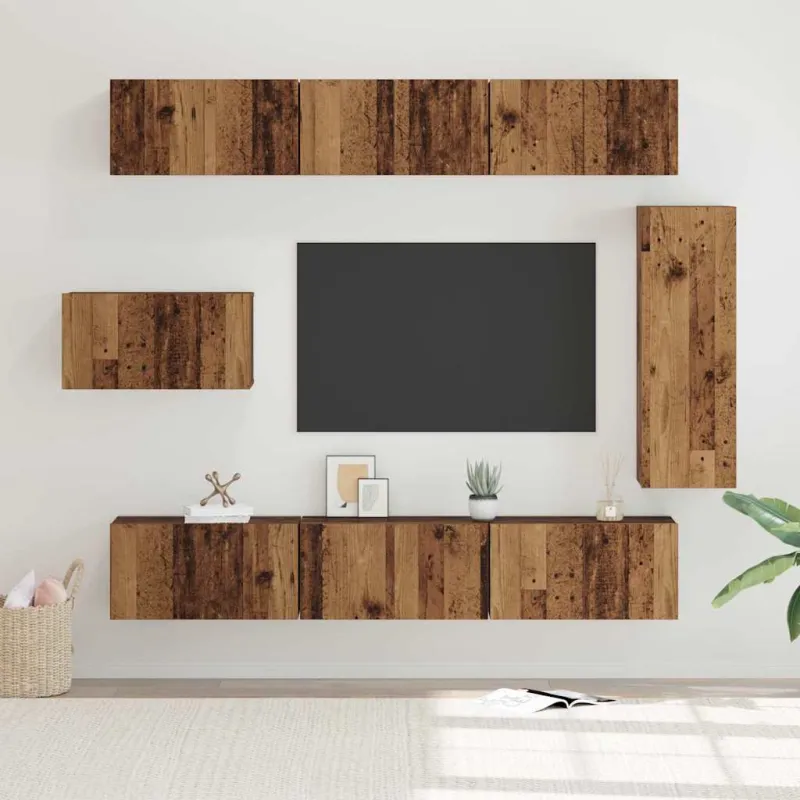 TV spintelių komplektas 8 pcs Senovinis medis Apdirbta mediena