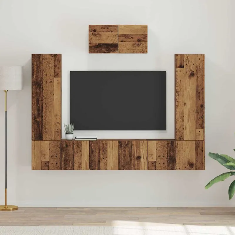 TV spintelių komplektas 7 pcs Senovinis medis Apdirbta mediena