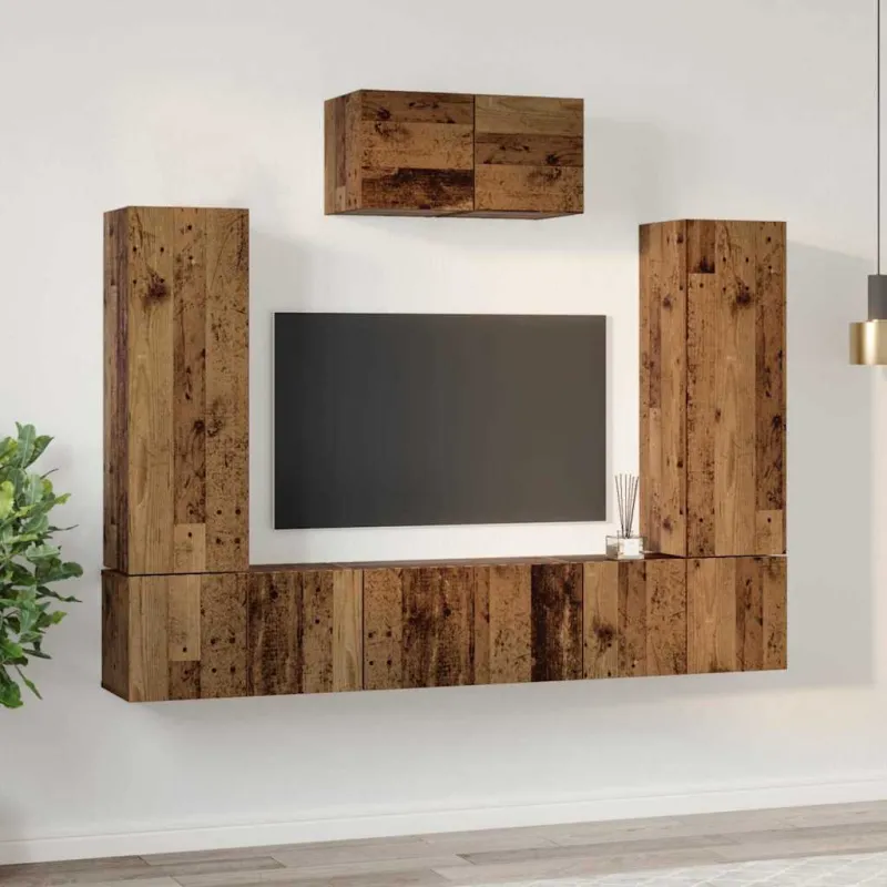 TV spintelių komplektas 7 pcs Senovinis medis Apdirbta mediena