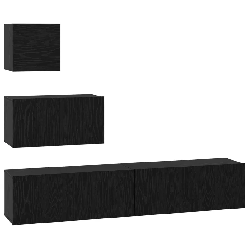 TV spintelių komplektas 3 pcs Juodas ąžuolas Apdirbta mediena