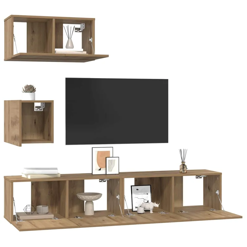 TV spintelių komplektas 3 pcs Amatininkų ąžuolas