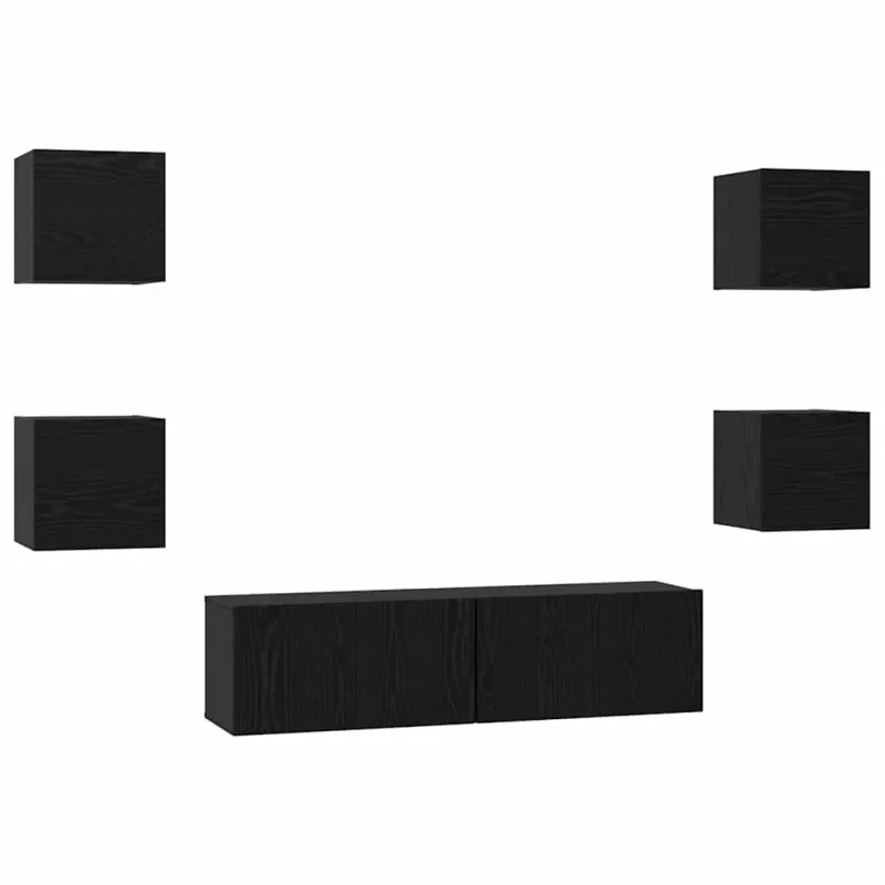 TV spintelių komplektas 6 pcs Juodas ąžuolas Apdirbta mediena