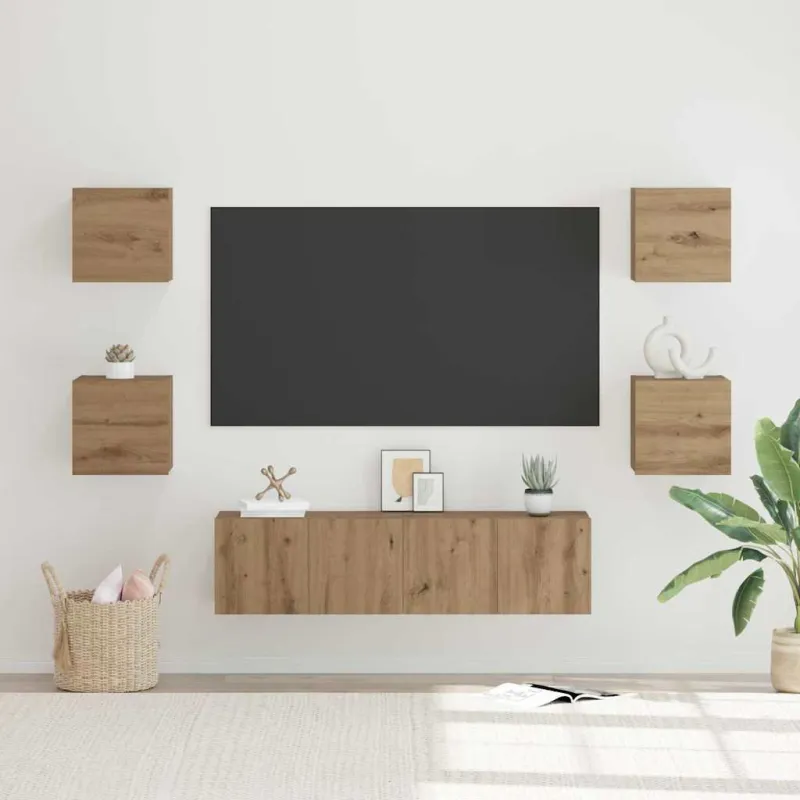 TV spintelių komplektas 6 pcs Amatininkų ąžuolas