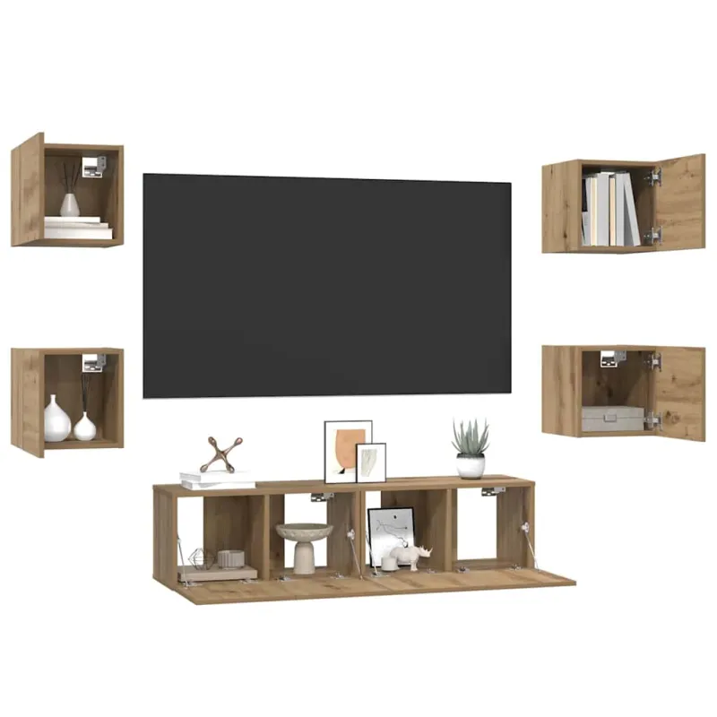 TV spintelių komplektas 6 pcs Amatininkų ąžuolas
