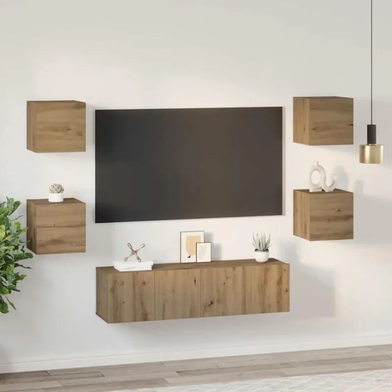 TV spintelių komplektas 6 pcs Amatininkų ąžuolas