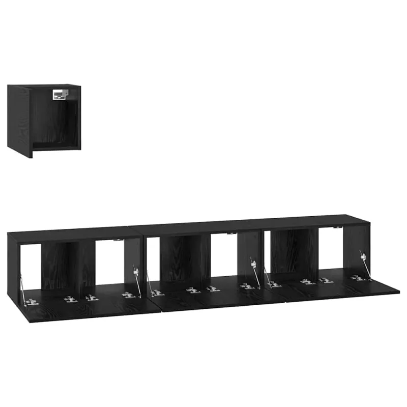 TV spintelių komplektas 4 pcs Juodas ąžuolas Apdirbta mediena