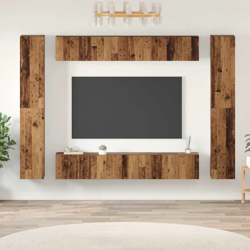 TV spintelių komplektas 10 pcs Senovinis medis Apdirbta mediena
