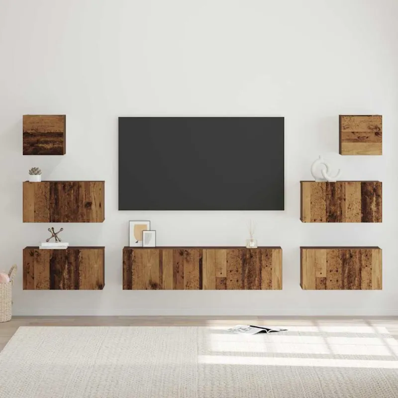 TV spintelių komplektas 8 pcs Senovinis medis Apdirbta mediena