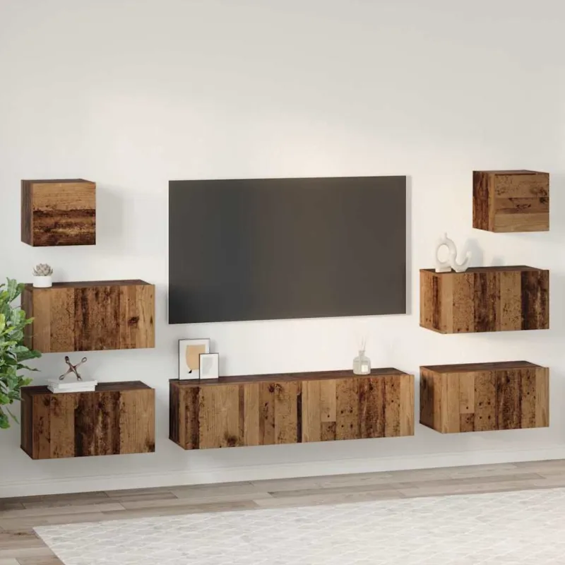 TV spintelių komplektas 8 pcs Senovinis medis Apdirbta mediena